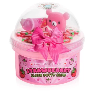 Strawberry Clear Putty Slime 3 Strawberry Clear Putty Slime
