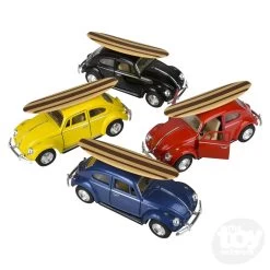 5" Diecast Pull Back 1967 VW Beetle W/ Surfboard