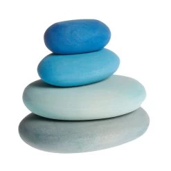 Pebbles Building Set -Baby Related grimm s color ed wood en pebble block s stone rock cairn toy river blue gray grey 1